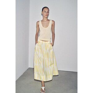 ZARA ZW COLLECTION PRINTED MIDI SKIRT